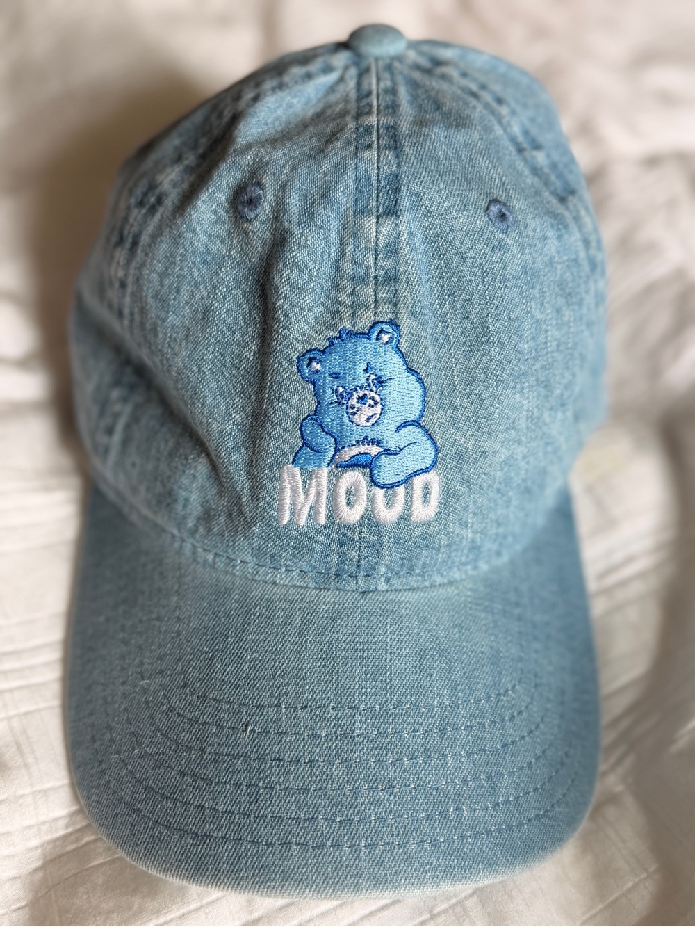 Kids Light Blue 'Mood' Bear Baseball Cap